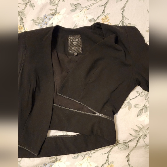 Retro GUESS black zipper bottom blazer S - Picture 4 of 8